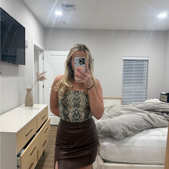 Hollister Brown Leather Skirt S - Picture 9 of 13